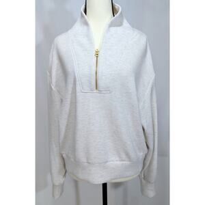 Varley Davidson Sweat Half Zip Top DoubleSoft Gray Beige Viscose Blend Size M